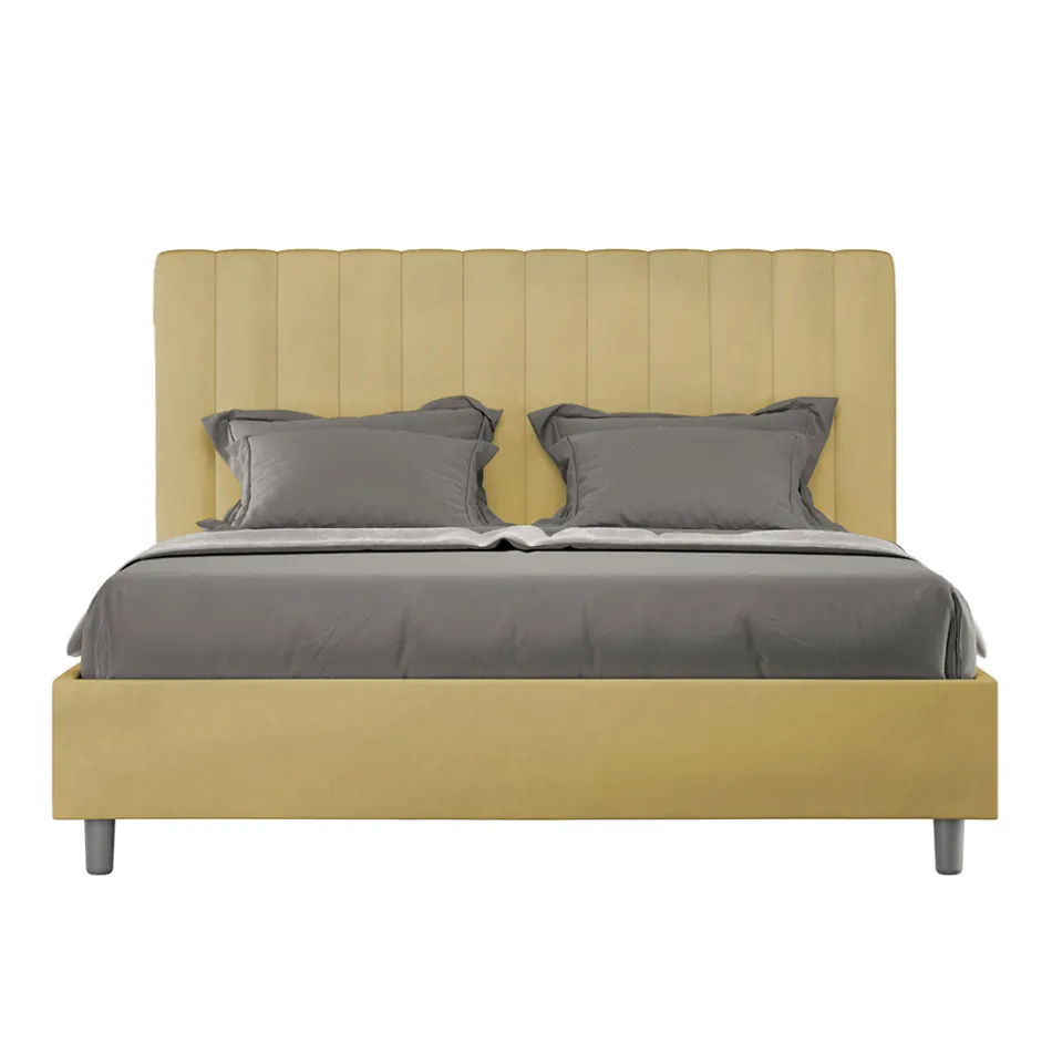 Letto 160x200 cm Microfibra con Linee Verticali Simmetriche Made in Italy - Guanto Viadurini