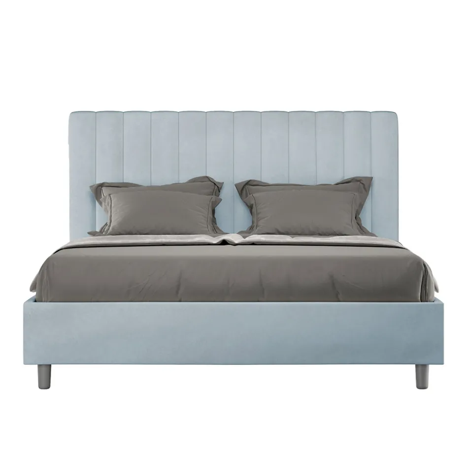 Letto 160x200 cm Microfibra con Linee Verticali Simmetriche Made in Italy - Guanto Viadurini