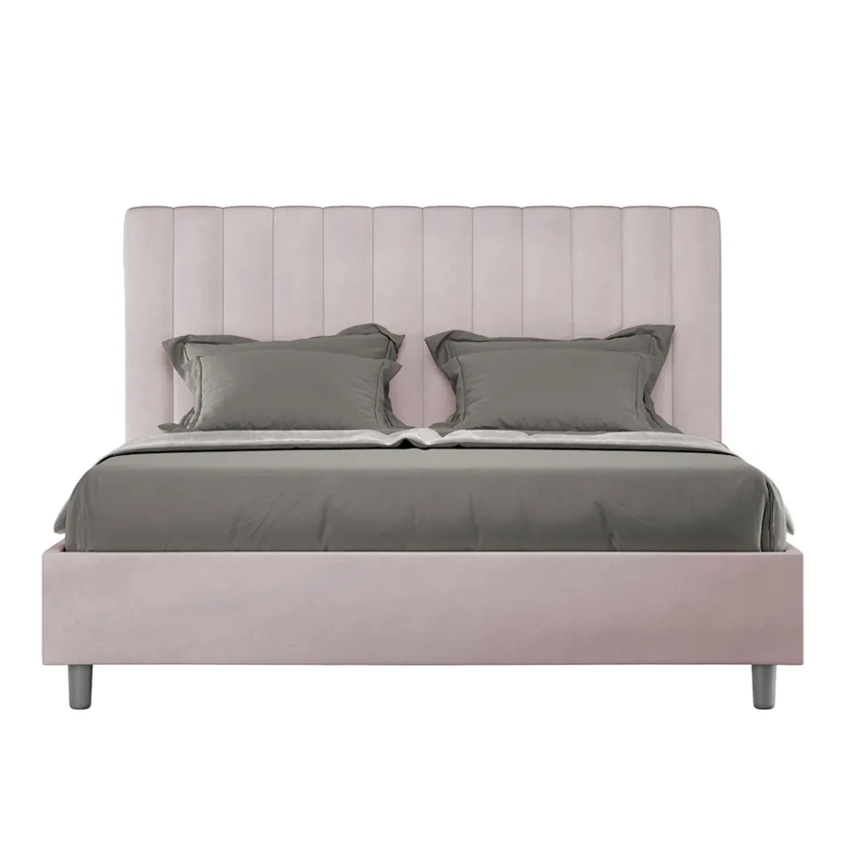 Letto 160x200 cm Microfibra con Linee Verticali Simmetriche Made in Italy - Guanto Viadurini