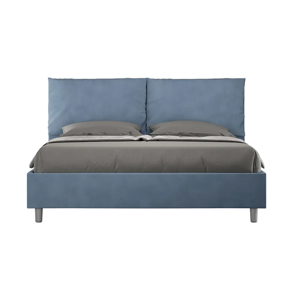 Letto 160x200 cm Testata con Cuscinatura in Microfibra Made in Italy - Olimpiadi Viadurini