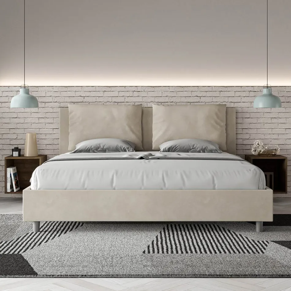 Letto 180x200 cm Testata con Cuscinatura in Microfibra Made in Italy - Olimpiadi Viadurini