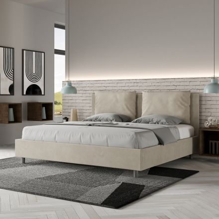 Letto 180x200 cm Testata con Cuscinatura in Microfibra Made in Italy - Olimpiadi Viadurini