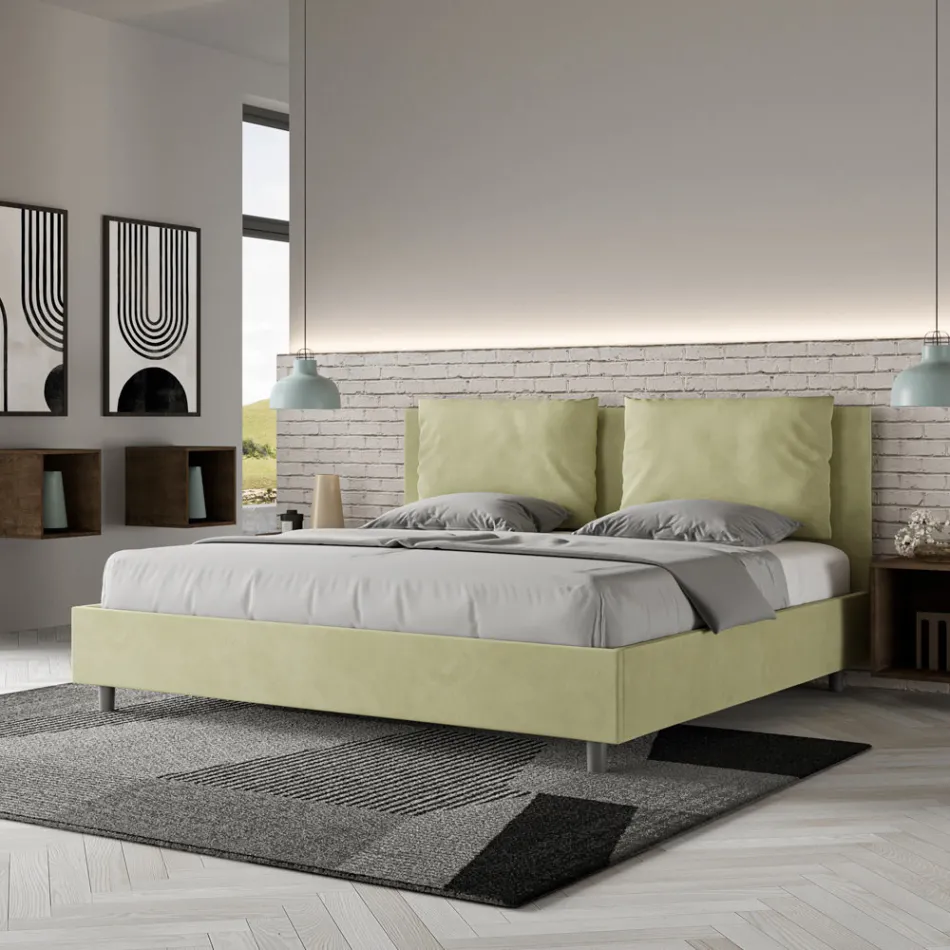 Letto 180x200 cm Testata con Cuscinatura in Microfibra Made in Italy - Olimpiadi Viadurini
