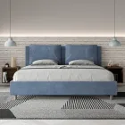 Letto 180x200 cm Testata con Cuscinatura in Microfibra Made in Italy - Olimpiadi Viadurini
