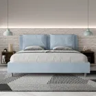 Letto 180x200 cm Testata con Cuscinatura in Microfibra Made in Italy - Olimpiadi Viadurini