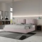 Letto 180x200 cm Testata con Cuscinatura in Microfibra Made in Italy - Olimpiadi Viadurini