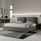 Letto 190x200 cm Testata con Cuscinatura in Microfibra Made in Italy - Olimpiadi Viadurini