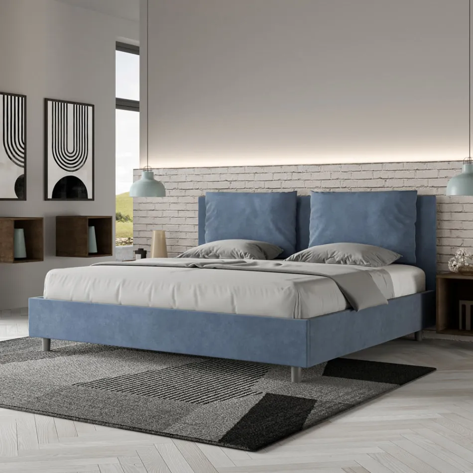Letto 190x200 cm Testata con Cuscinatura in Microfibra Made in Italy - Olimpiadi Viadurini