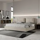 Letto 200x200 cm Testata con Cuscinatura in Microfibra Made in Italy - Olimpiadi Viadurini