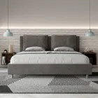 Letto 200x200 cm Testata con Cuscinatura in Microfibra Made in Italy - Olimpiadi Viadurini