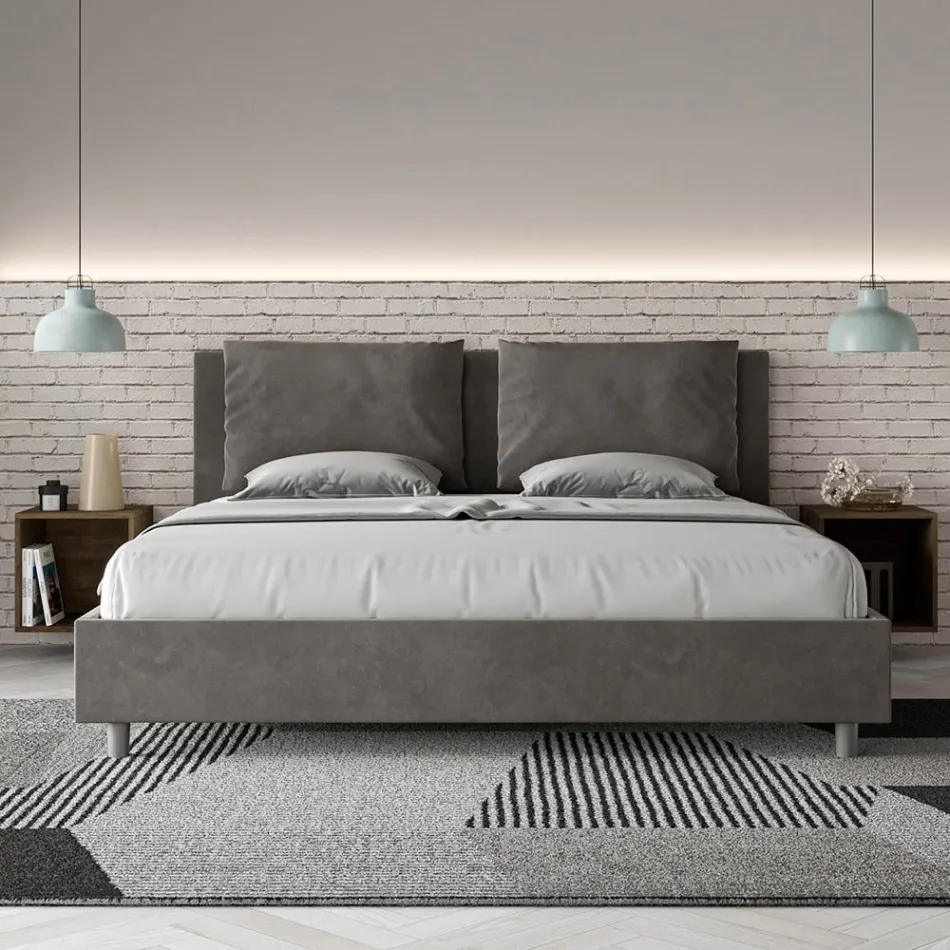 Letto 200x200 cm Testata con Cuscinatura in Microfibra Made in Italy - Olimpiadi Viadurini
