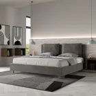 Letto 200x200 cm Testata con Cuscinatura in Microfibra Made in Italy - Olimpiadi Viadurini