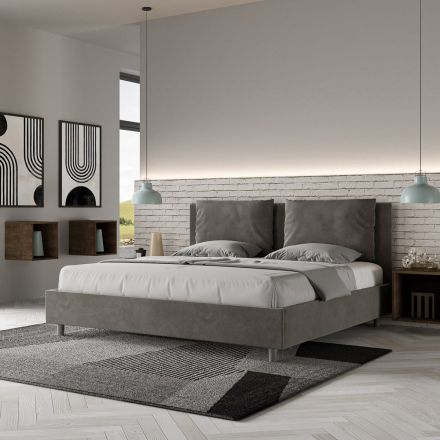Letto 200x200 cm Testata con Cuscinatura in Microfibra Made in Italy - Olimpiadi Viadurini