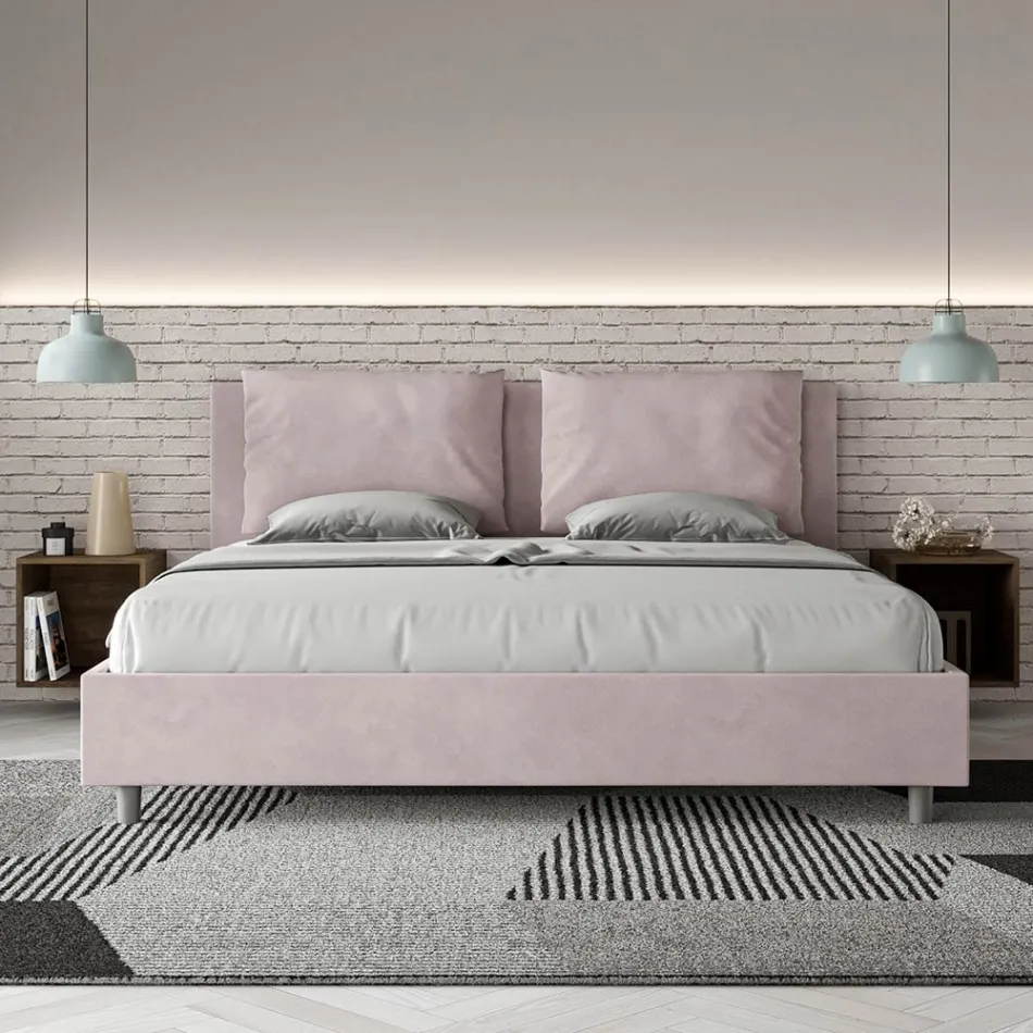 Letto 200x200 cm Testata con Cuscinatura in Microfibra Made in Italy - Olimpiadi Viadurini