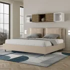 Letto 200x200 cm Testata con Cuscinatura in Similpelle Made in Italy - Olimpiadi Viadurini