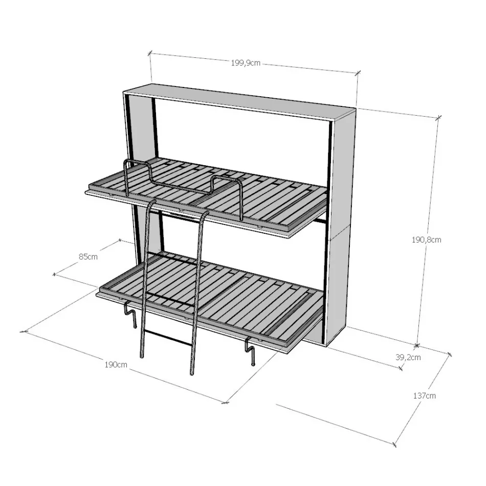 Letto a Castello a Scomparsa Orizzontale Made in Italy - Collaborativo Viadurini