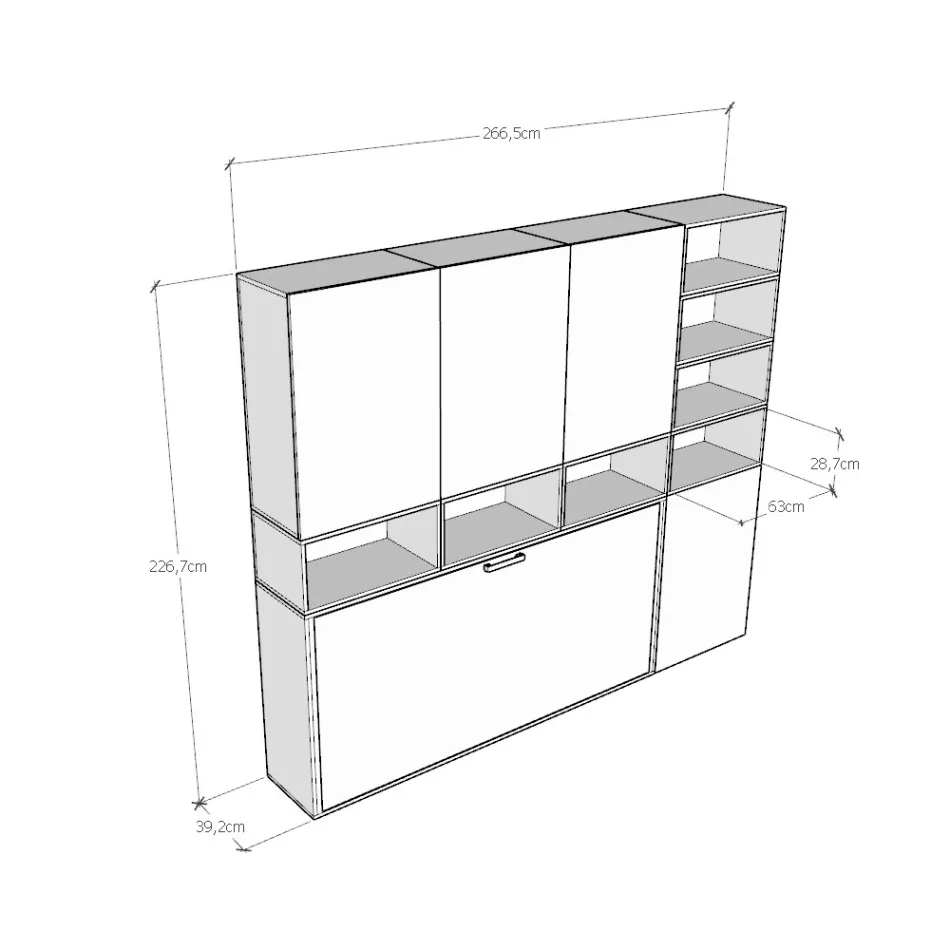 Letto a Scomparsa Singolo in Diverse Composizioni - Collaborativo Viadurini