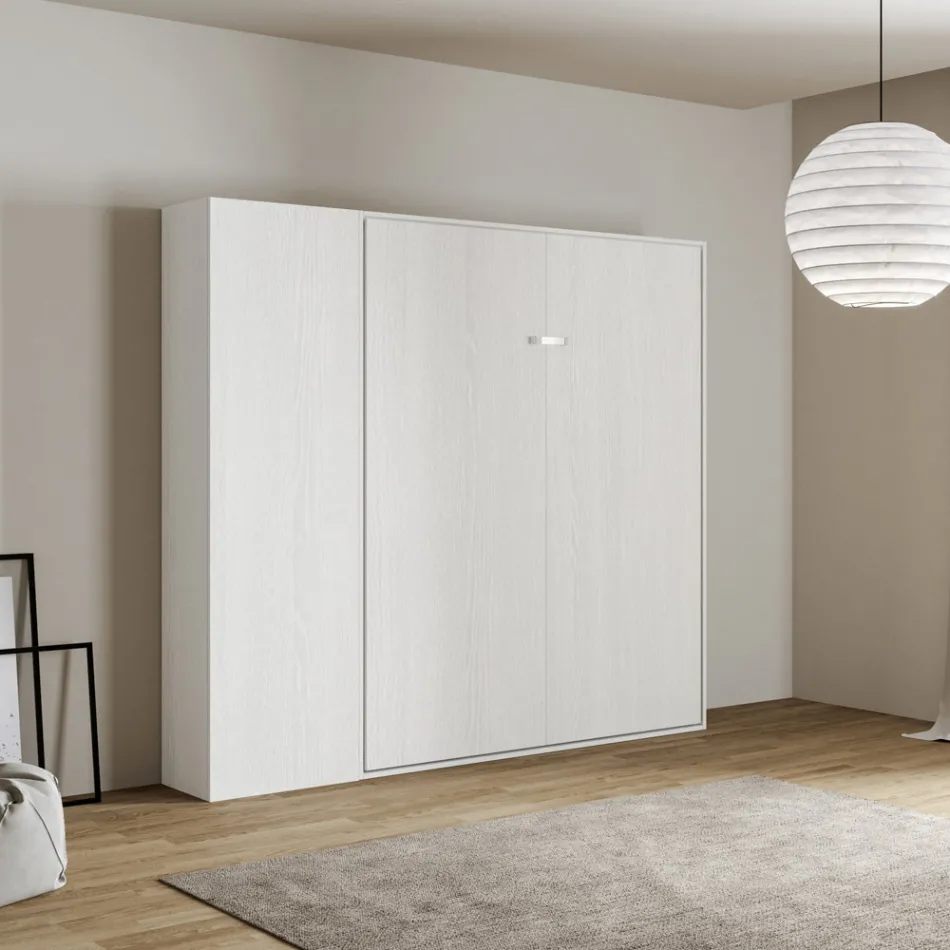 Letto a Una Piazza e Mezza a Scomparsa Verticale con Colonna - Magicompare Viadurini