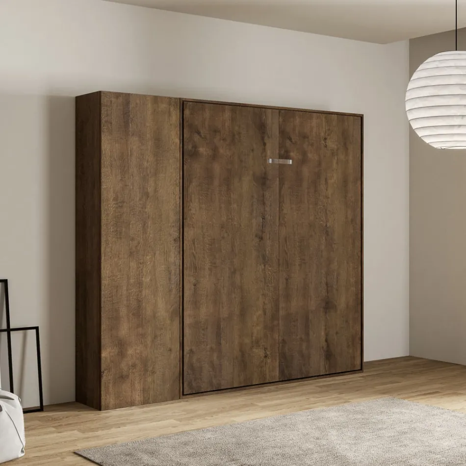 Letto a Una Piazza e Mezza a Scomparsa Verticale con Colonna - Magicompare Viadurini