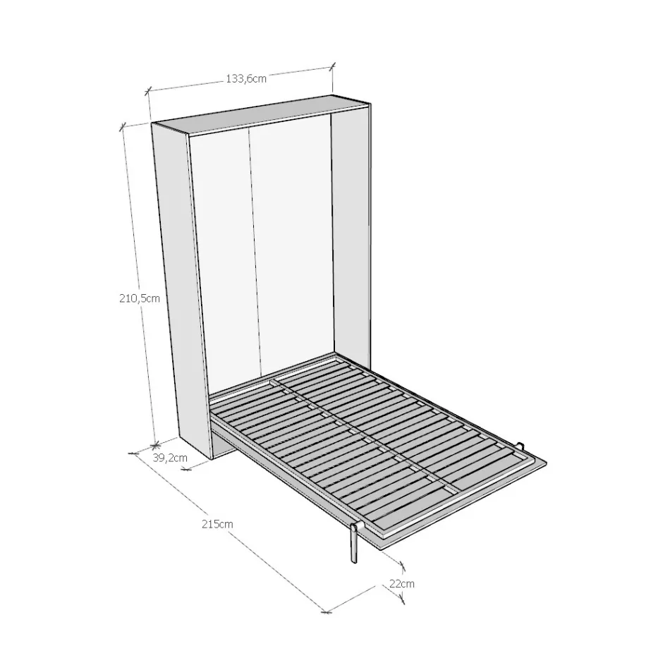 Letto a Una Piazza e Mezza a Scomparsa Verticale in Diverse Finiture - Magicompare Viadurini