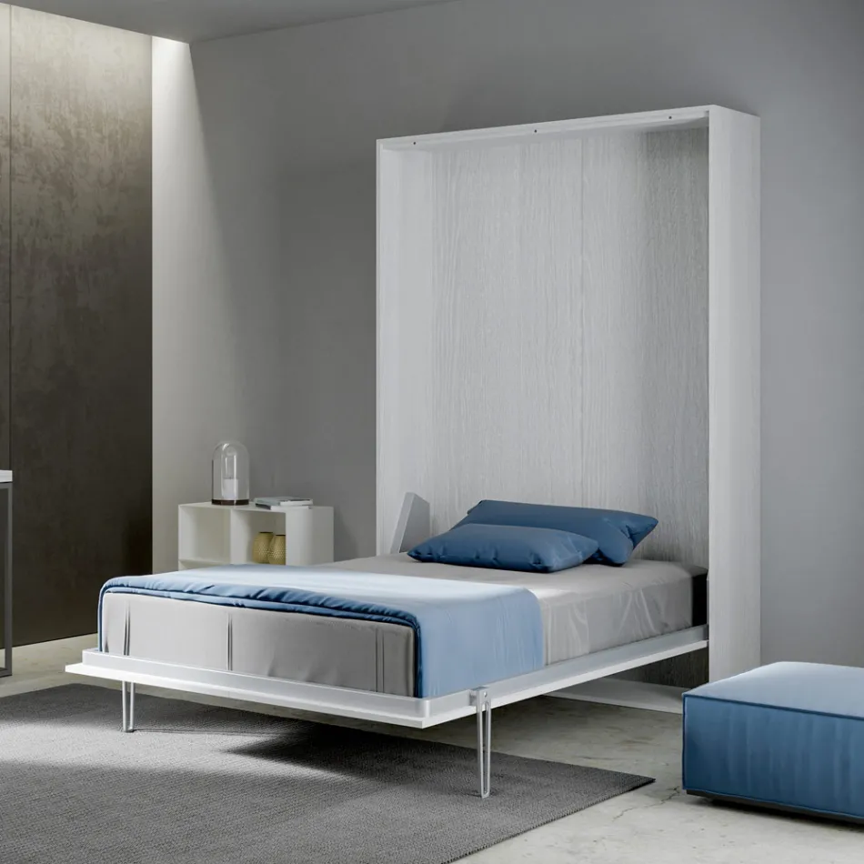 Letto a Una Piazza e Mezza a Scomparsa Verticale in Diverse Finiture - Magicompare Viadurini