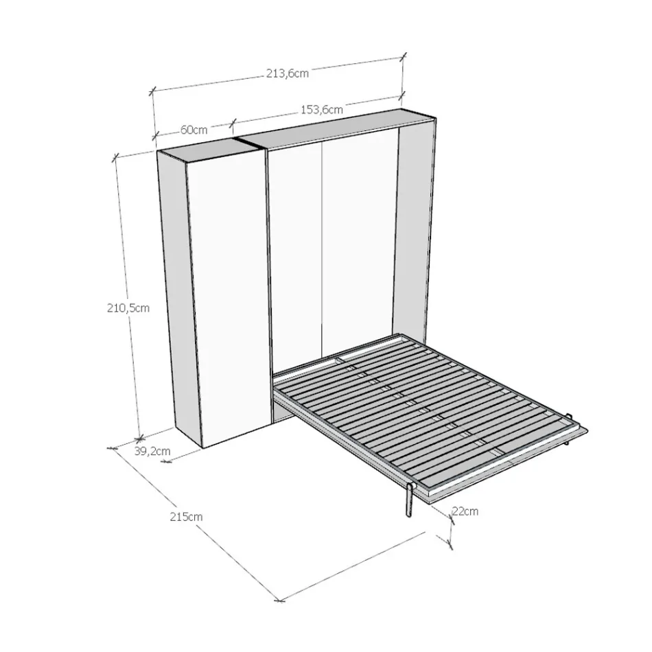 Letto Alla Francese a Scomparsa Verticale con Colonna - Magicompare Viadurini