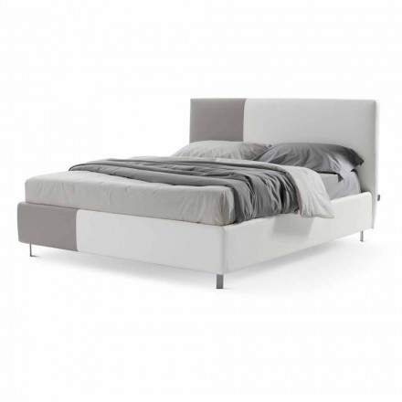 Letto con Contenitore Matrimoniale in Ecopelle Bicolore Made in Italy – Jasmine Viadurini