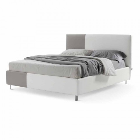letto con contenitore matrimoniale in ecopelle bicolore made in italy jasmine