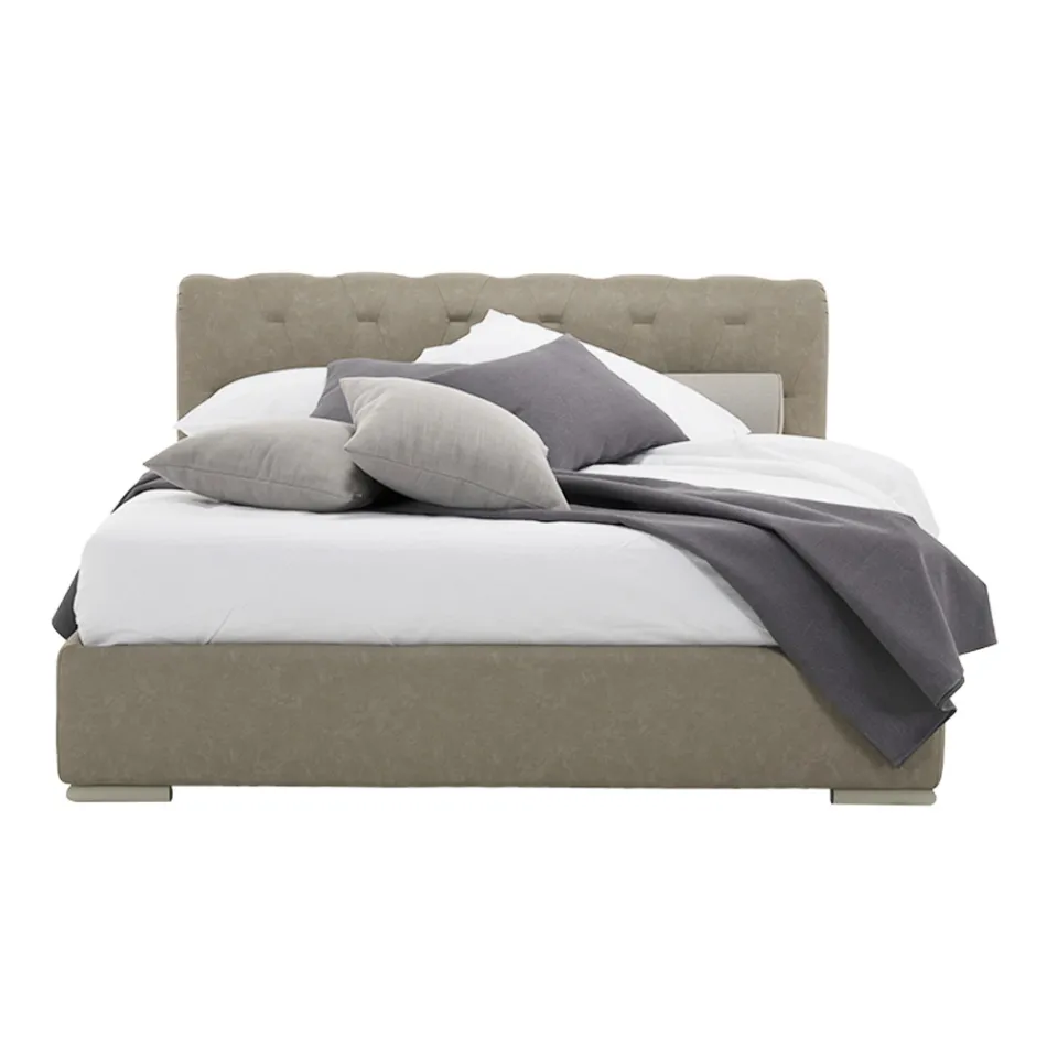 Letto con Contenitore Matrimoniale in Ecopelle o Tessuto Made in Italy – Bambola Viadurini