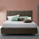 Letto Contenitore Matrimoniale Imbottito Tessuto o Ecopelle Made in Italy – Euro Viadurini