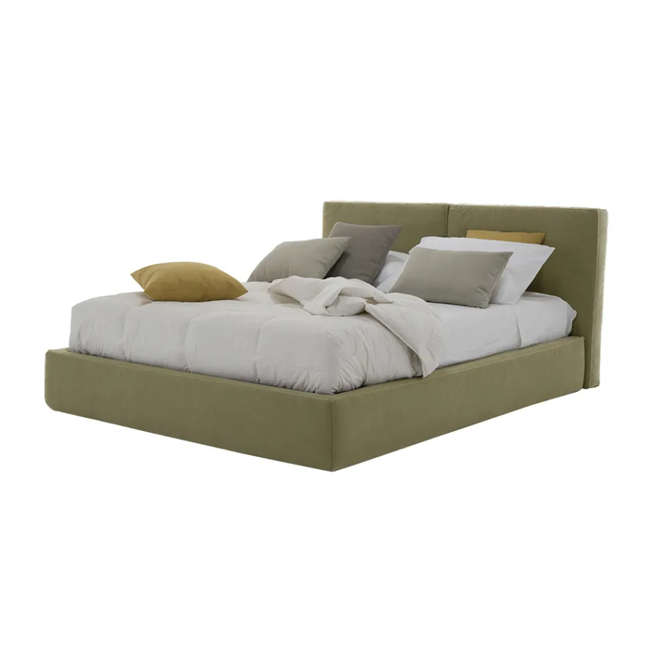 Letto Imbottito Matrimoniale con Box in Tessuto Ecopelle Made in Italy – Deserto Viadurini
