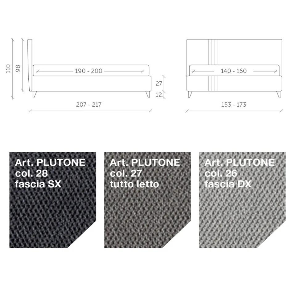 Letto Matrimoniale 160x190 con 2 Strisce Bicolore Verticali e Parallele - Paolo Viadurini