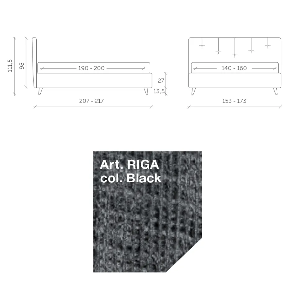 Letto Matrimoniale 160x190 con Cordonature Verticali a Sbalzo - Maschera Viadurini