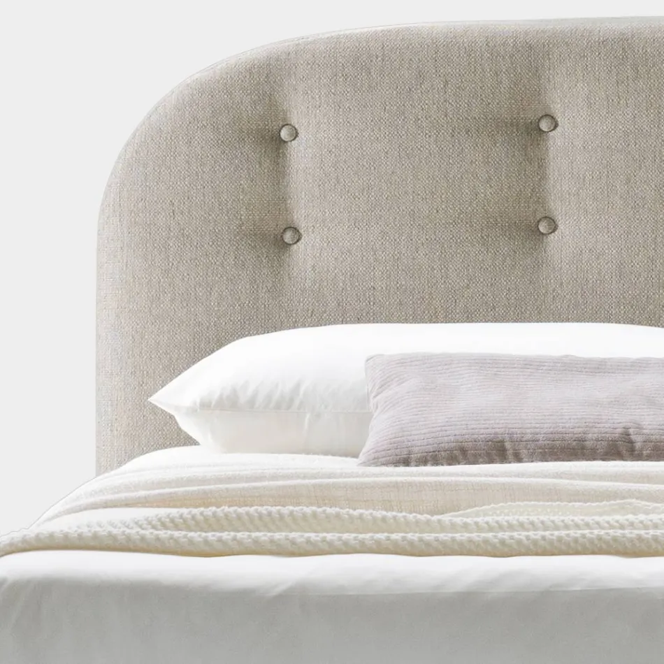 Letto Matrimoniale 160x190 con Linee Ricurve e Bottoni Made in Italy - Oriente Viadurini