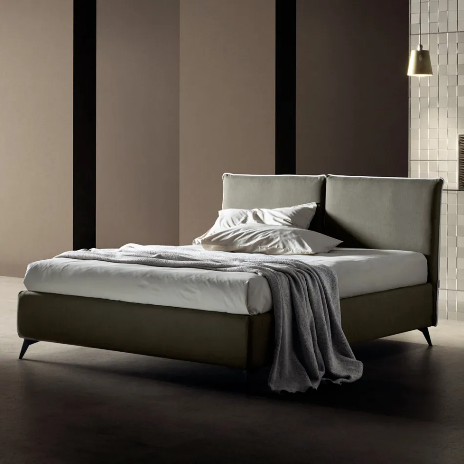 Letto Matrimoniale 160x190 con Testata Divisa Centralmente Made in Italy - Celesti Viadurini