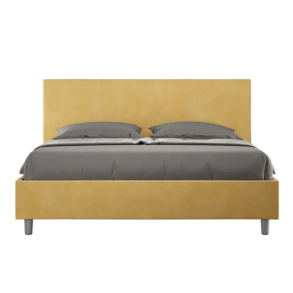 Letto Matrimoniale 160x200 cm con Testata in Microfibra Made in Italy - Pallone Viadurini