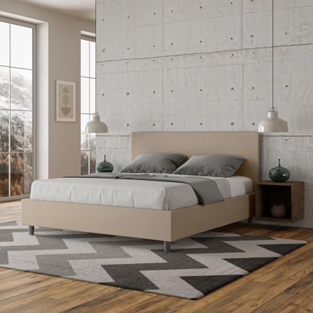 Letto Matrimoniale 160x200 cm con Testata in Similpelle Made in Italy - Pallone Viadurini