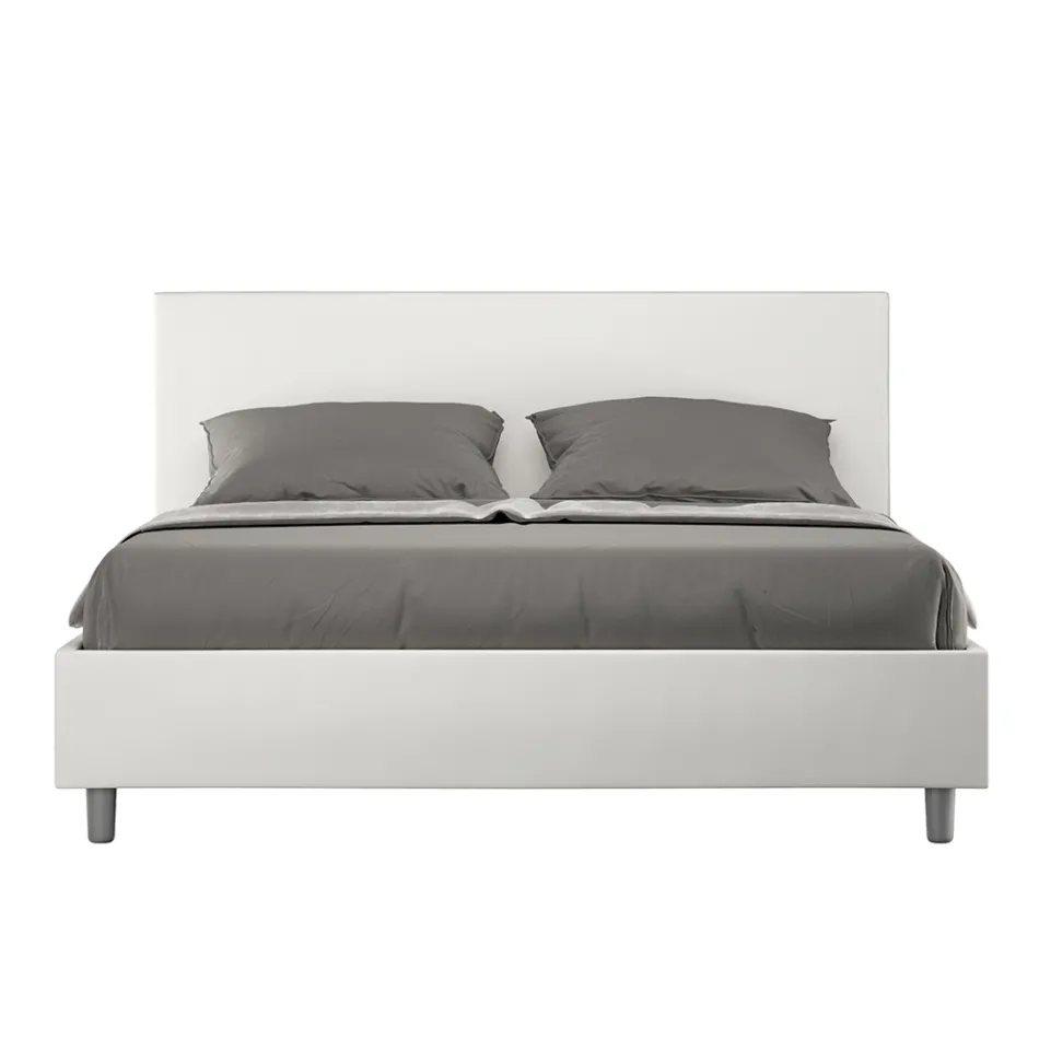 Letto Matrimoniale 160x200 cm con Testata in Similpelle Made in Italy - Pallone Viadurini