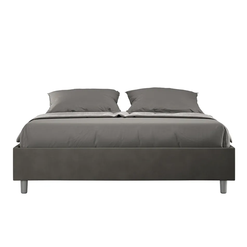 Letto Matrimoniale 160x200 cm Rivestito in Microfibra Made in Italy - Atleta Viadurini