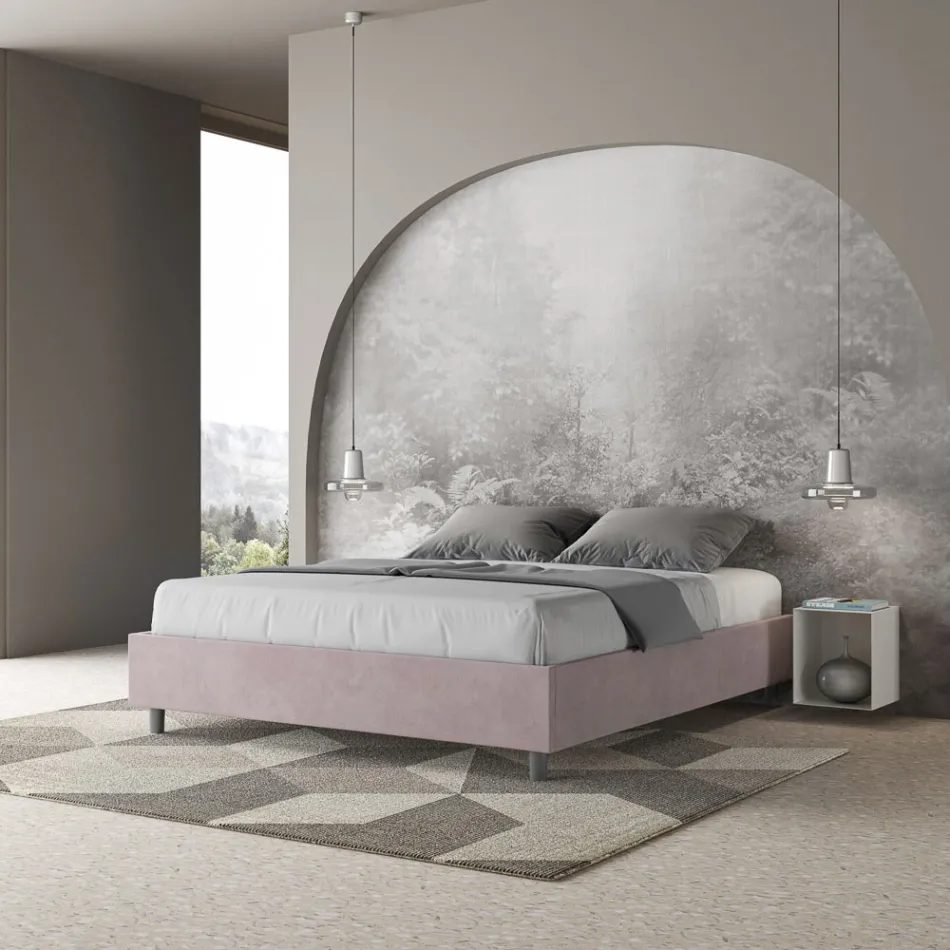 Letto Matrimoniale 160x200 cm Rivestito in Microfibra Made in Italy - Atleta Viadurini