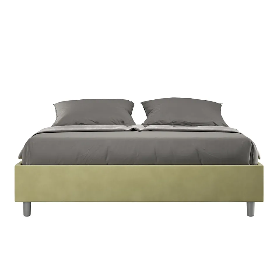 Letto Matrimoniale 160x200 cm Rivestito in Microfibra Made in Italy - Atleta Viadurini