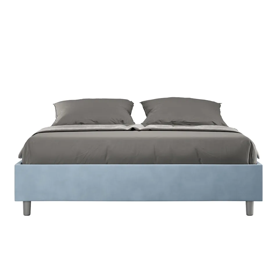 Letto Matrimoniale 160x200 cm Rivestito in Microfibra Made in Italy - Atleta Viadurini