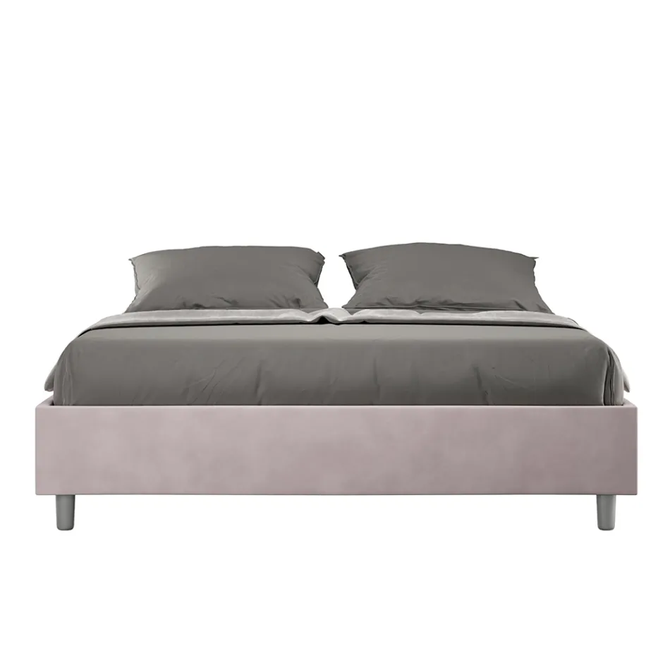 Letto Matrimoniale 160x200 cm Rivestito in Microfibra Made in Italy - Atleta Viadurini