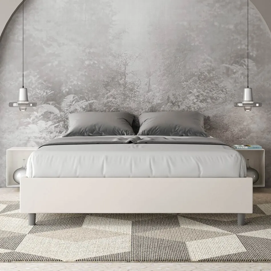 Letto Matrimoniale 160x200 cm Rivestito in Similpelle Made in Italy - Atleta Viadurini