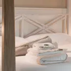 Letto Matrimoniale 160x200 con Baldacchino in Legno Teak Massello - Acquarello Viadurini