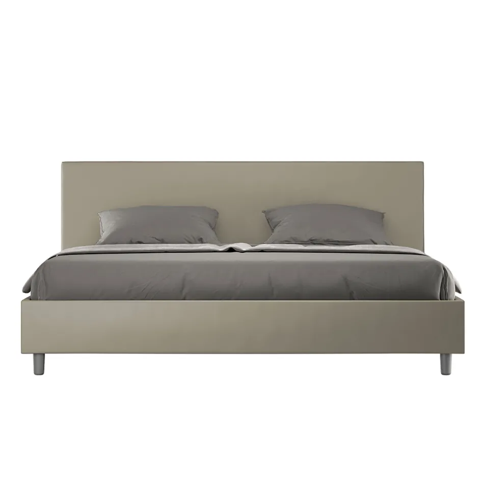 Letto Matrimoniale 180x200 cm con Testata in Similpelle Made in Italy - Pallone Viadurini