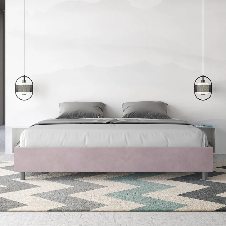 Letto Matrimoniale 180x200 cm Rivestito in Microfibra Made in Italy - Atleta Viadurini