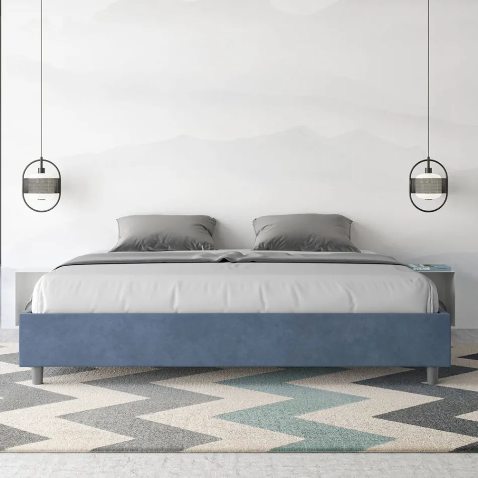 Letto Matrimoniale 180x200 cm Rivestito in Microfibra Made in Italy - Atleta Viadurini