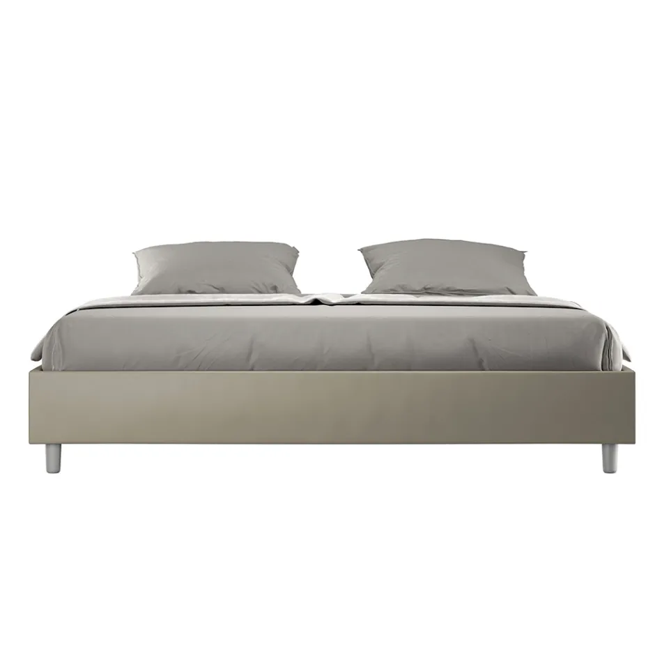 Letto Matrimoniale 180x200 cm Rivestito in Similpelle Made in Italy - Atleta Viadurini