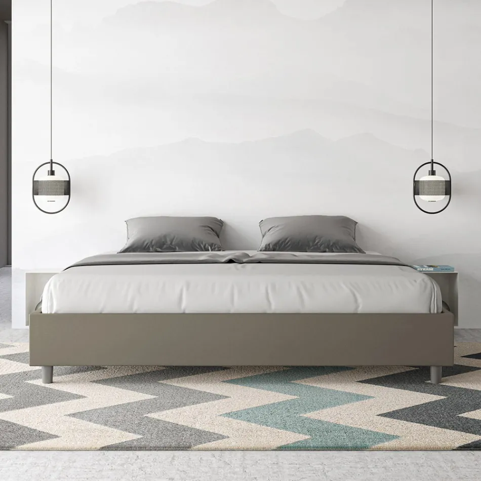 Letto Matrimoniale 180x200 cm Rivestito in Similpelle Made in Italy - Atleta Viadurini